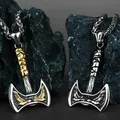 Viking Odin corbeau Huginn et munyn Double Axe collier pendentif en acier inoxydable titane bijoux