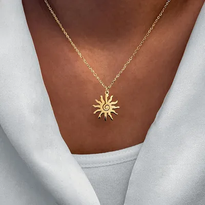 Colliers de la présidence en acier inoxydable pour femmes tour de cou en spirale du soleil bijoux
