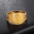 Bague Ajustable pour Homme et Femme Religieuse Patron Saint Benoît de Nursie Catholique San