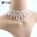 Tour de cou en dentelle blanche perle pour femme colliers de déclaration bijoux de mariage