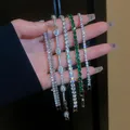 UILZ-Bracelet vert géométrique pour femme bracelets de tennis en cristal brillant CZ bijoux de