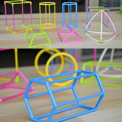 Ensemble de construction de cadre de forme géométrique 3D pour enfants mathématiques aides fuchsia