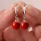 Boucles d'oreilles goutte de perle rouge pour femmes longue perle simulée colorée boucles