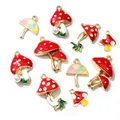 10pcs Émail Champignons Charms Pendentif BRICOLAGE Fabrication de Bijoux Accessoires pour Boucle