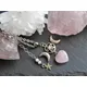 Collier pendentif coeur en quartz rose et lune en argent bijoux de sorcière mode