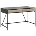 Bureau noir effet bois clair avec 2 tiroirs 120 x 60 cm