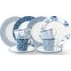 Kaffeeservice LAURA ASHLEY BLUEPRINT COLLECTABLES "Geschirr-Set, Service China Rose, Sweet Allysum, Floris, Candy Stripe" Geschirr-Sets Gr. 12 tlg., weiß (weiß, blau) Geschirr-Sets für 4 Personen 12 Teile,