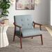 Armchair - Wade Logan® Banassak 28.5" Wide Fabric Tufted Armchair w/ Solid Wood Frame Wood in Gray/Blue/Brown | 31.25 H x 28.5 W x 27.5 D in | Wayfair