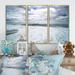 Highland Dunes Beach w/ White Sand And Cloudy Sky - Nautical & Coastal Framed Canvas Wall Art Set Of 3 Canvas, in Blue/White | Wayfair