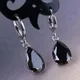 Boucles d'oreilles en pierre noire goutte d'eau pour femmes bijoux de fiançailles fête de mariage