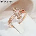 SYOUJYO-Bagues nœud papillon en or rose pour femme 585 naturel bijoux de luxe réglage pavé