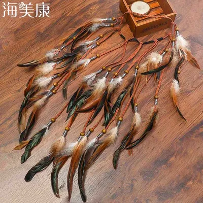 Haimeikang-Bandeau de sauna bohème en plumes coiffure à la mode accessoires pour cheveux pour