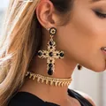 Boucles d'oreilles croix en cristal vintage pour femmes boucles d'oreilles bohèmes baroques