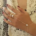 Grand bracelet en or vintage pour femmes bague bijoux de poignet bracelets à la main et au dos