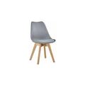 Casa Collection - Sedia Lelia in Polipropilene e Similpelle con Gambe in Legno 57X48Cm/H81Cm Grigio