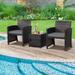 3-Piece Outdoor Wicker Furniture Set with Storage Table and Weather-Resistant Cover - 24.5"x 23.5"x 30.5" (L x W x H)