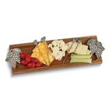 Curata Foodie Bites Acacia Wood Board with Grape Handles and 4 Stainless Steel Picks