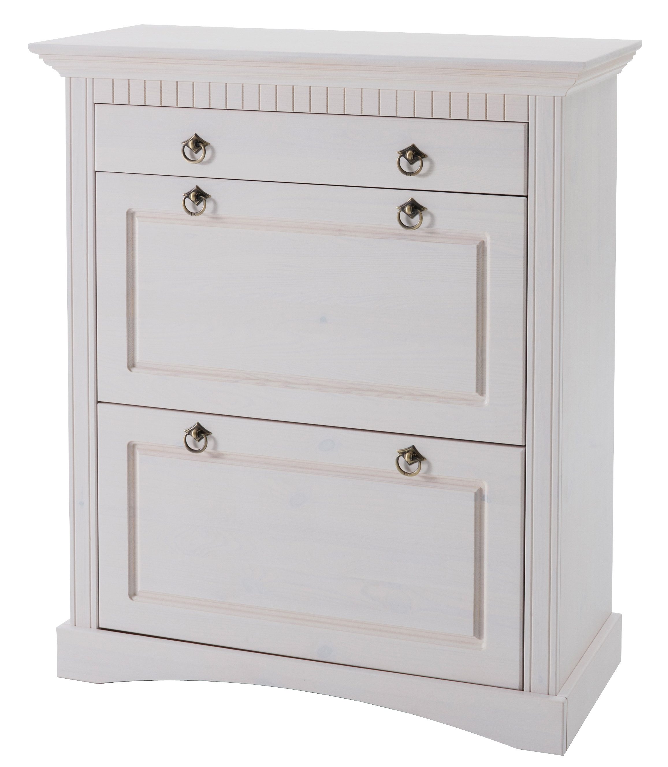 Schuhkommode OTTO HOME "Rustic", weiß, B:84cm H:97cm T:38cm, Sideboards, Schuhkommode, aus massiver Kiefer, Breite 71 cm, Kassettenoptik Image