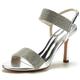 XIUWOUG Wedding Shoes Womens PU Comfortable Slingback Sandal Buckle Rhinestone High Heels Court Shoes Bridal Shoes,silver,39