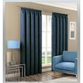 Orion Plain Woven Textured Linen Look Indigo Blue Fully Blackout Pencil Pleat Curtains Thermal Room Darkening Ideal for Nurseries/Bedrooms (90" x 90" (229cm x 229cm)) (90" x 54" (229cm x 137cm))