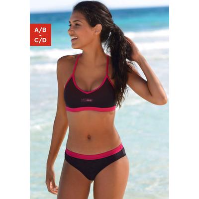 Bustier-Bikini VENICE BEACH, Damen, Gr. 34, Cup A/B, schwarz (schwarz, pink), Polyamid, Bikini-Sets, mit abgetönten Details Image