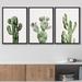 IDEA4WALL Green Southwestern Desert Cactus Western Botanical Framed Canvas 3 Pieces Painting Print Wall Art Canvas in Green/White | Wayfair