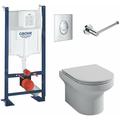 Jacob Delafon - Pack wc suspendu sans bride Elite + Bâti support wc Grohe + plaque de commande