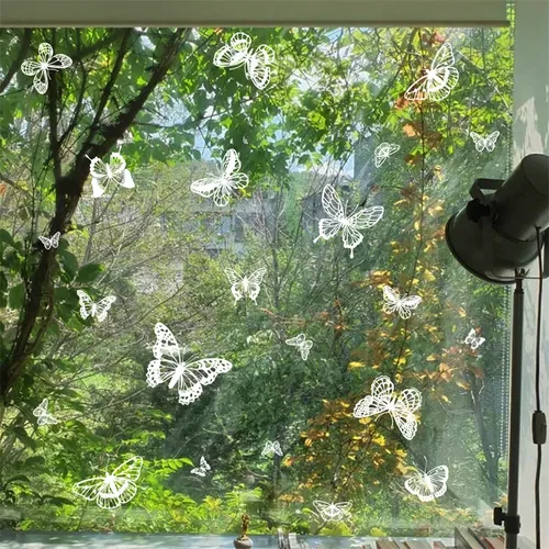 23 autocollants papillon blanc verre fenêtre décor antistatique autocollant vinyle papillons