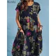 ZANZEA-Robe d'été à manches courtes et col rond pour femme longueur genou imprimé floral bohème