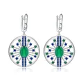 GEM'S BALLET-Boucles d'oreilles rondes en agate verte naturelle pour femme argent regardé 925