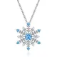 Collier avec pendentif flocon de neige en Zircon bleu pour femmes chaîne à clavicule de couleur