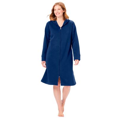Plus Size Women's Short Hooded Sweatshirt Robe by Dreams & Co. in Evening Blue (Size 2X)