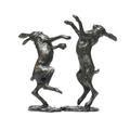 Bronze Hare Sculpture: Large Boxing Hares by Sue Maclaurin