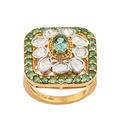 0.50 CTW Natural Diamond Polki Emerald Cocktail Ring 925 Sterling Silver 14K Gold Plated Slice Diamond Jewelry (R)