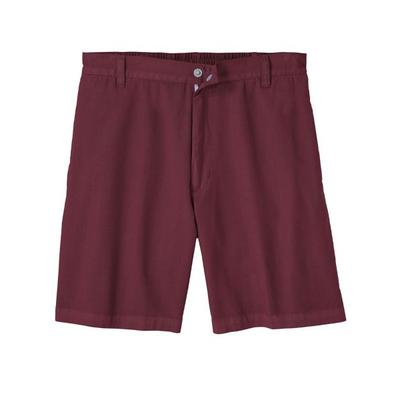 Haband Mens Back Elastic Poplin Shorts, Burgundy, Size 38