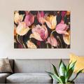 East Urban Home 'Popping Tulips' Print on Canvas Canvas/Metal in Black/Pink/Yellow | 8 H x 12 W x 0.75 D in | Wayfair