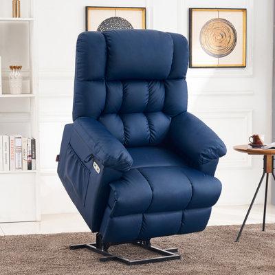 Red Barrel Studio® MCombo Power Lift Recliner Chair w/ Massage, Heat, Adjustable Headrest, Faux 7533 Faux in Black | Wayfair