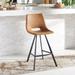 17 Stories 25.5" Counter Stool Upholstered/Leather/Metal/Faux leather in Brown | 37.5 H x 21.25 W x 19 D in | Wayfair