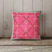 East Urban Home Eco-fill Indoor/Outdoor Geometric Square Throw Cushion Eco-Fill/Polyester in Pink/Green/Yellow | 18 H x 18 W x 4 D in | Wayfair