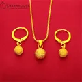 Ensemble de bijoux en plaqué or jaune pour femmes collier pendentif boucles d'oreilles