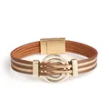 ALLYES – Bracelet en cuir à breloques pour femme fermoir magnétique en métal Double cercle