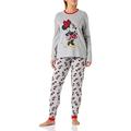 CERDÁ LIFE'S LITTLE MOMENTS Damen Minnie Maus Schlafanzug für die ganze Familie-Winter Pyjama 100% Baumwolle mit Langarm T-Shirt und Langer Hose Pyjamaset, Grau, XL