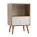 Mid-Century Wood Nightstand, Bed Sofa Side Table with Drawer and Shelf, Modern End Table