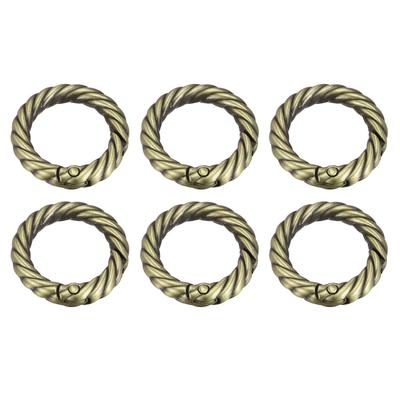 Purse Strap Rings, 6Pcs 29mm O Ring Metal Spring Snap Buckle for DIY Bag, Bronze