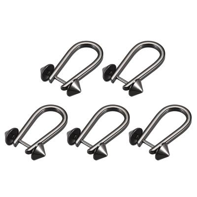 Purse Strap Rings, 5Pcs 50mm Alloy Screw-in Shackle Buckle for Bag Craft, Black