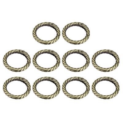 Purse Strap Ring, 20Pcs 35mm O Ring Metal Spring Snap Buckle for DIY Bag, Bronze