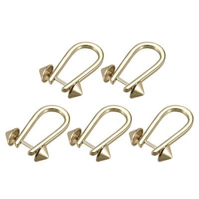 Purse Strap Rings, 5Pcs 50mm Alloy Screw-in Shackle Buckle for Bag Craft, Gold - Gold Tone