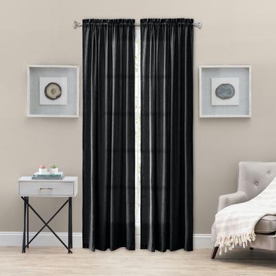 Wide Width Portland Tailored Panel by Ellis Curtains in Black (Size 48