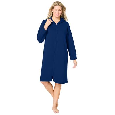 Plus Size Women's Short Hooded Sweatshirt Robe by Dreams & Co. in Evening Blue (Size 4X)