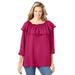 Plus Size Women's Ruffled Off-the-Shoulder Tunic by Woman Within in Bright Cherry (Size 2X)